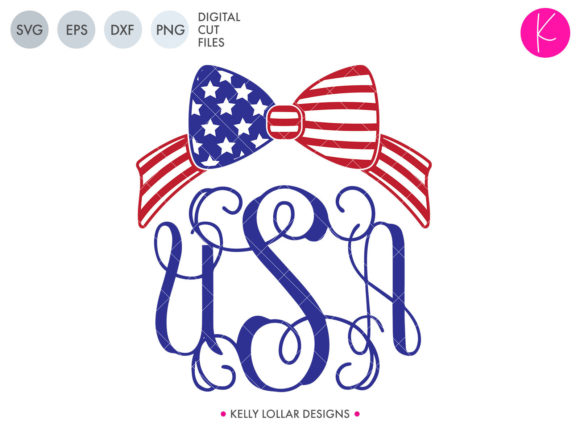 American Flag Bow with USA Monogram: Patriotic Design SVG
