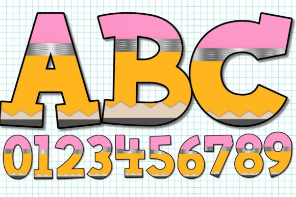 Creative Pencil Alphabet & Numbers PNG Set