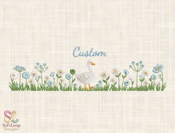 Custom Goose Embroidery Design: Farmhouse Charm