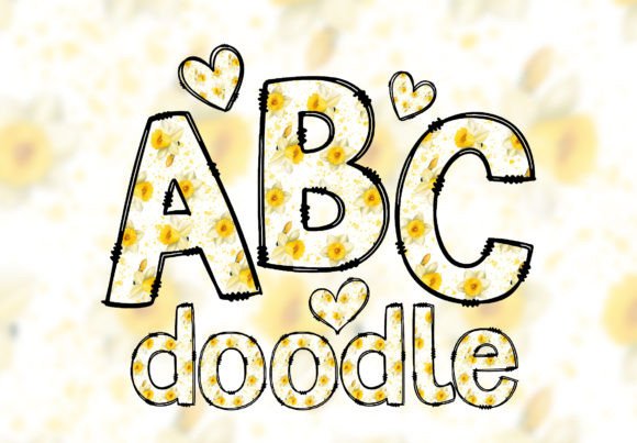 Floral Doodle Alphabet: Whimsical Daffodil Letters