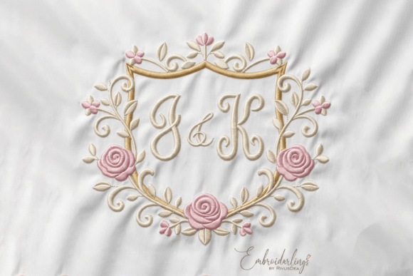 Floral Monogram Frame Embroidery Designs: 5 Sizes Included