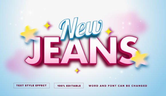 New Jeans Text Style Effect Editable for Adobe Illustrator